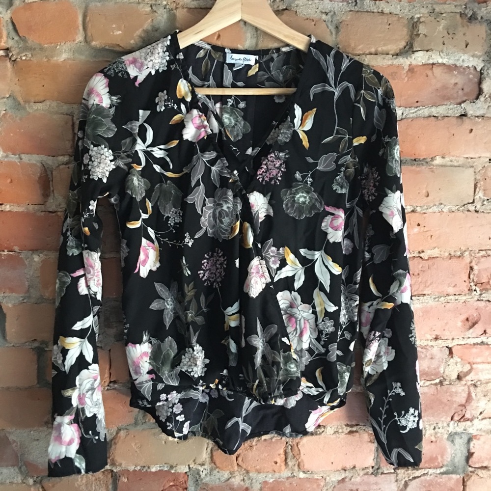 love, fire EUC floral print long sleeve shirt